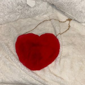 Heart Shaped soft Fur Glam Evening bag